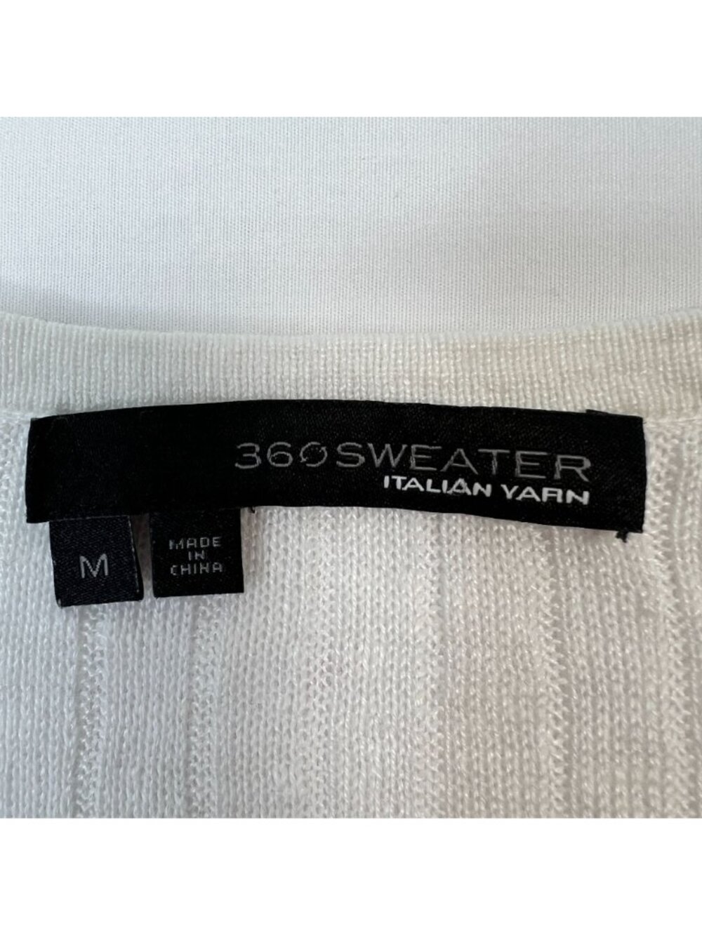 360 Sweater Italian Linen Ribbed Knit Midi Dress Sleeveless Sheath White M - Picture 3 of 9